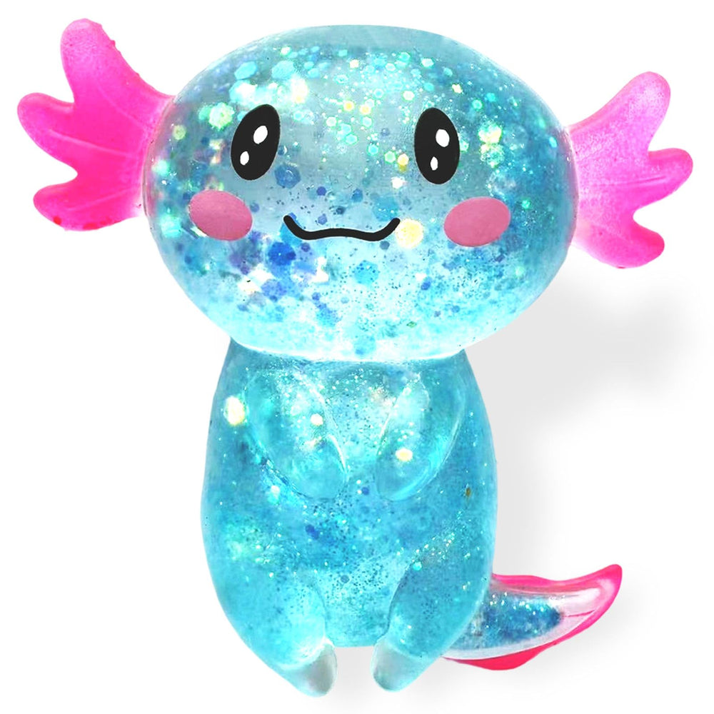 Puffwize Axolotl squishy blue front view for calm focus during study.