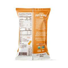 Puffworks peanut puffs soft melts shown up close for easy baby snacking.