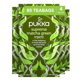 Pukka Supreme Matcha green tea bag ready for a caffeine-free morning boost.