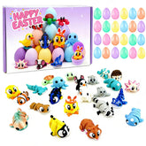 PUKVAHQ 24-pack Easter animals with eggs for classroom gifts and colorful displays.