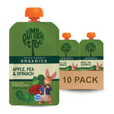 Pumpkin Tree Peter Rabbit Organic puree packaging showing the pea-spinach-apple blend