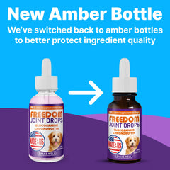 Pup Labs Freedom Joint Drops dropper ready to dose into water or food.