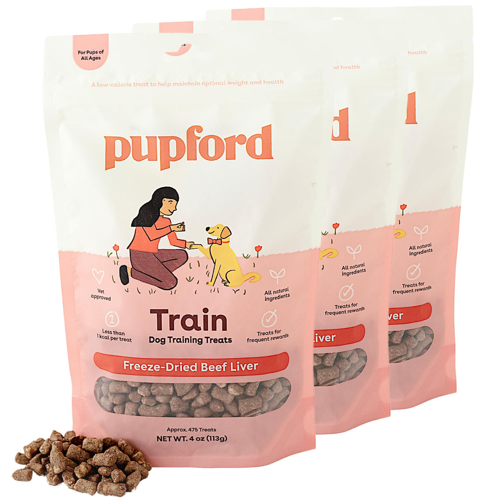 Pupford freeze-dried beef liver bites ideal for quick training rewards.