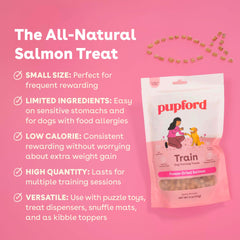 Close-up of Pupford salmon bites, a tasty and convenient training reward.