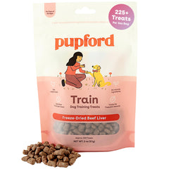 Pupford friandises lyophilisées pour chiens dans le paquet, prêt à l'entraînement.