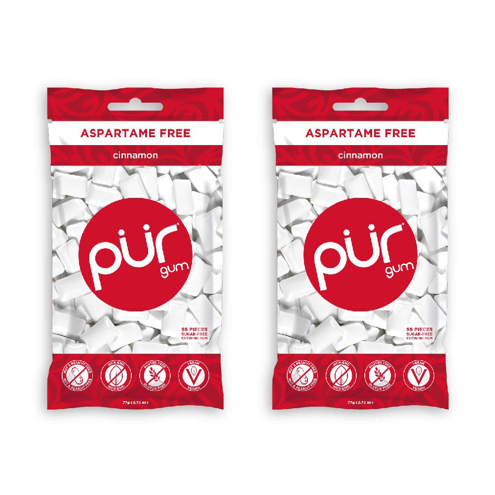 PUR Gum Cinnamon two-pack front view for convenient on-the-go freshness