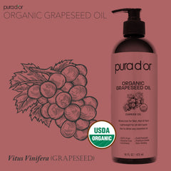 PURA D'OR grapeseed oil non-comedogenic helps moisturize without clogging pores.
