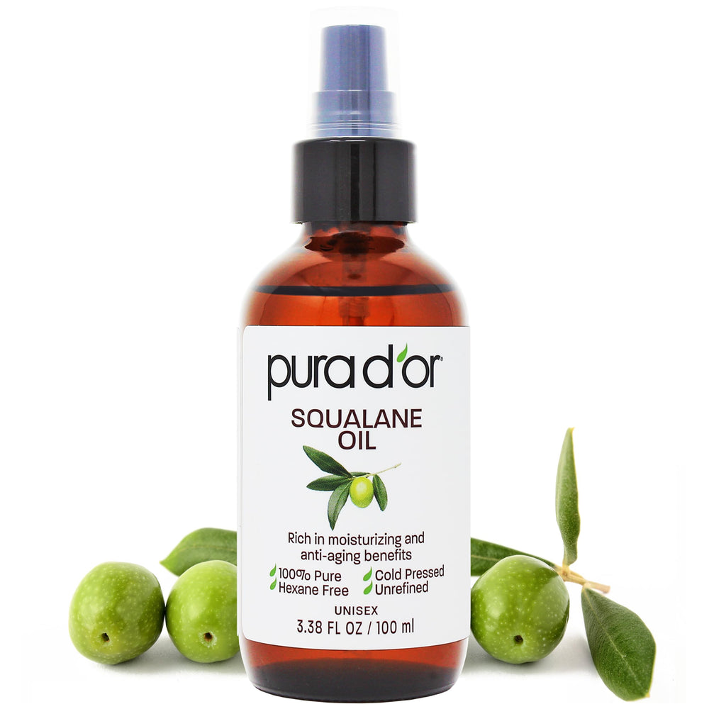 PURA D'OR Squalane Oil bottle cap for travel-friendly hydration.
