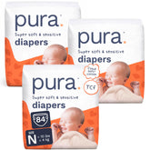 Pura Size N diaper with wetness indicator for easy changes