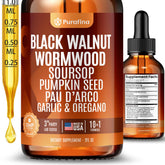 Purafina wormwood black walnut clove cleanse bottle pour for simple daily digestive support