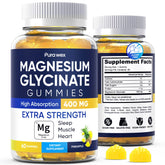 PURA WEX Magnesium Glycinate Gummies 400mg bottle showing high-absorption formula.