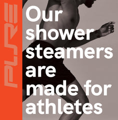 Pure Athlete after-workout use suggests post-exercise relaxation in the shower.