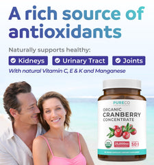 Capsules inside the Pure Co Cranberry Pills bottle for daily use