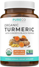 Pure Co organic turmeric ginger black pepper capsules for daily wellness