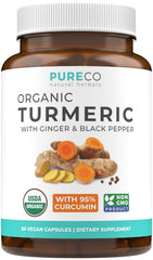 Pure Co organic turmeric ginger black pepper capsules for daily wellness