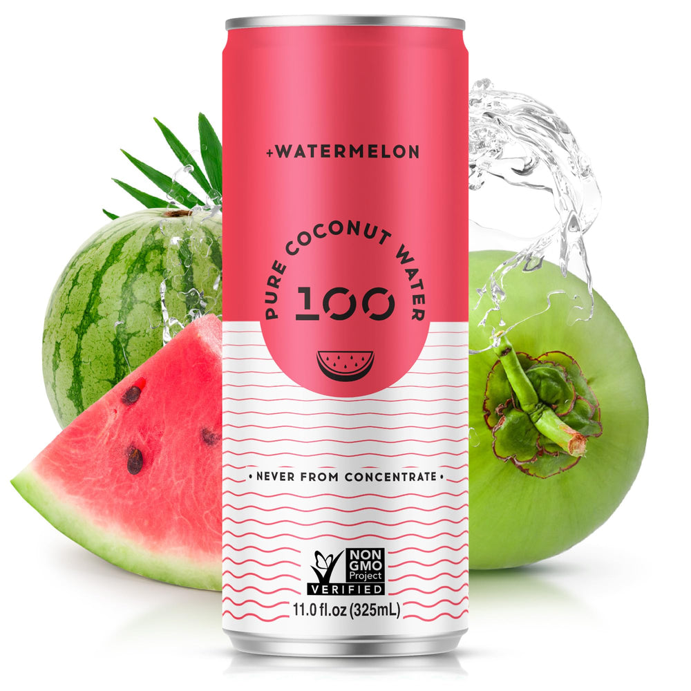 Pure Coconut Water 100 Watermelon bottle 11oz, refreshing hydration with natural electrolytes.