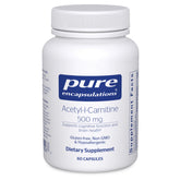 Pure Encapsulations Acetyl-L-Carnitine 500 mg bottle suggesting focus support.