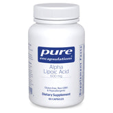 Pure Encapsulations Alpha Lipoic Acid 600 mg bottle supports antioxidant protection and everyday wellness.