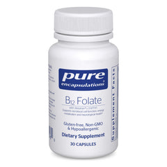 Pure Encapsulations B12 Folate bottle front for daily use and energy support