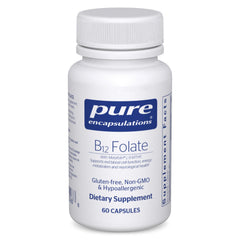 Pure Encapsulations B12 Folate bottle with energy-support capsules.