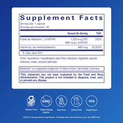 Pure Encapsulations B12 Folate capsules close-up for convenient daily intake