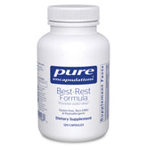 Pure Encapsulations Best-Rest Formula bottle on a nightstand to promote relaxation before bed