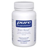 Pure Encapsulations Brain Reset capsules close-up highlighting focus and cognitive clarity potential.