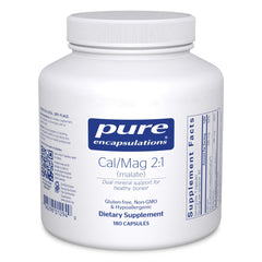 Pure Encapsulations Cal/Mag Malate front bottle view with vegan mineral capsules for bone support