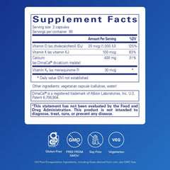Calcium K/D capsules in blister pack showing convenient daily bone health support.