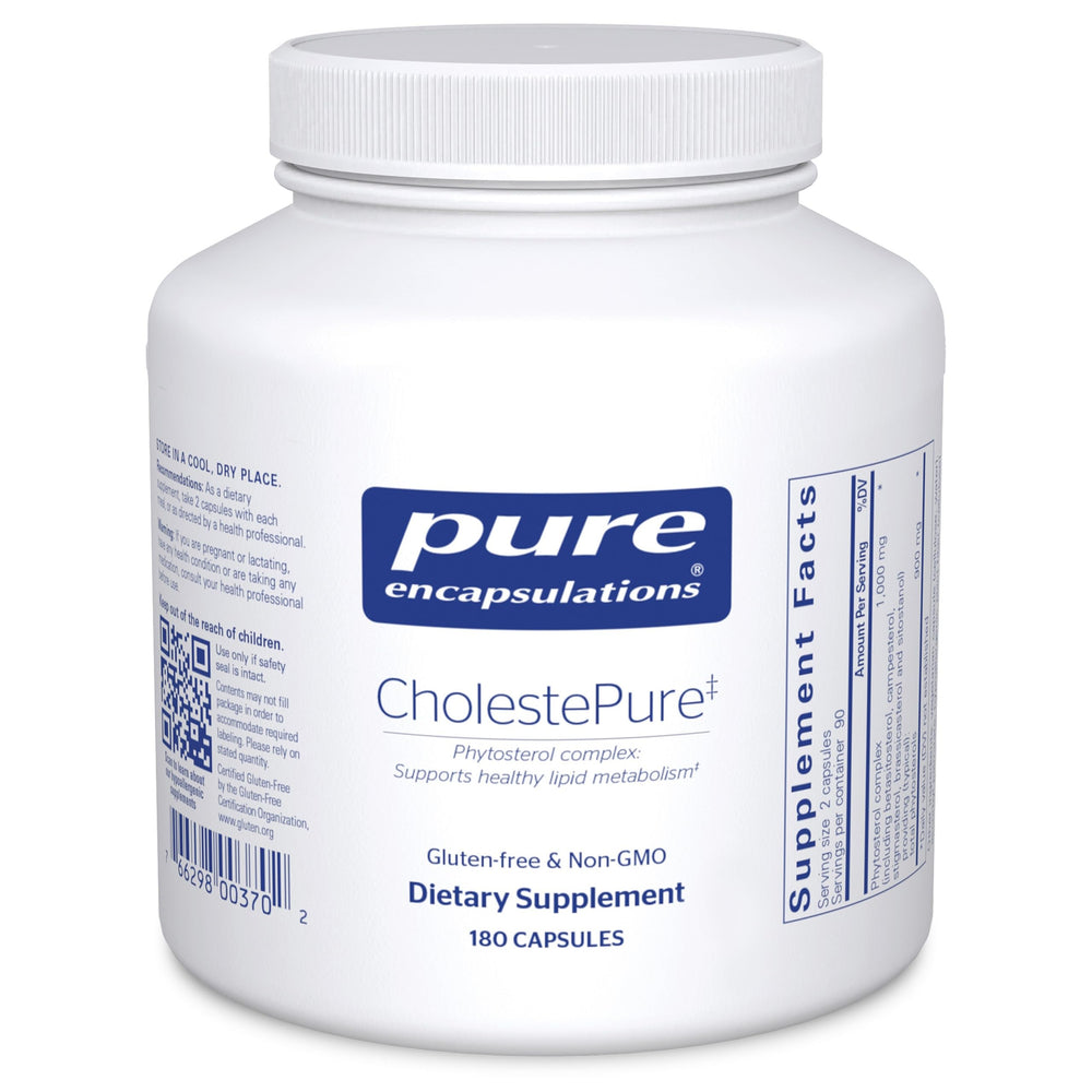 Pure Encapsulations CholestePure bottle front for lipid metabolism support.