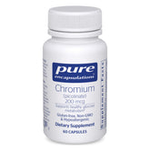 Pure Encapsulations chromium picolinate bottle showing convenient capsules for metabolism support.
