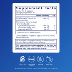 Pure Encapsulations Collagen JS bottle back label with dosage guidance for routine use