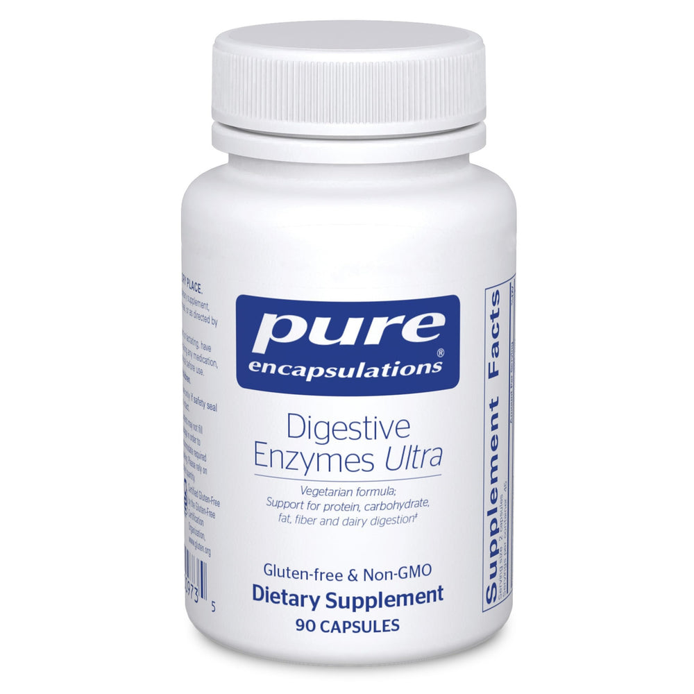 Pure Encapsulations Digestive Enzymes Ultra bottle with label supports nutrient absorption after meals