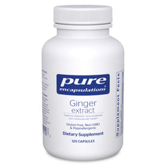 Pure Encapsulations Ginger Extract bottle front for everyday digestive support.