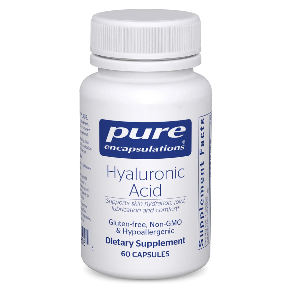 Pure Encapsulations Hyaluronic Acid bottle for hydration and joint support.