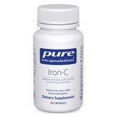 Pure Encapsulations Iron-C bottle front showing vegan iron supplement for energy support