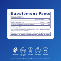 Pure Encapsulations Iron-C capsule close-up highlighting highly bioavailable iron for muscle oxygen transport