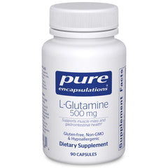 Pure Encapsulations L-Glutamine bottle front for gut support.