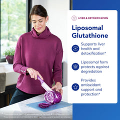 Packaging of Pure Encapsulations Liposomal Glutathione emphasizes a clean, non-GMO formula.