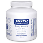 Pure Encapsulations Magnesium Citrate bottle showing premium sleep and muscle support benefits.