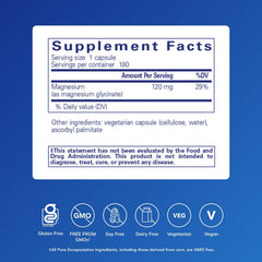Pure Encapsulations Magnesium Glycinate bottle close-up for gentle absorption.