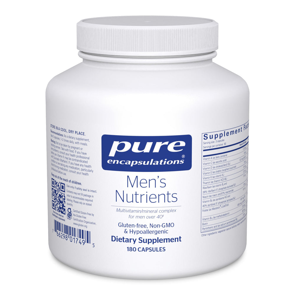 Pure Encapsulations Men's Nutrients bottle shown for daily energy and overall male health