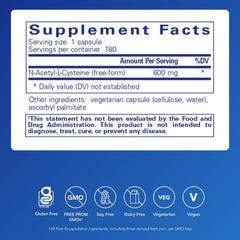 Pure Encapsulations NAC 600mg capsules closeup highlighting capsule quality for daily support.