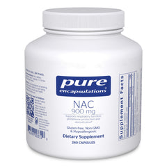 Pure Encapsulations NAC 900 mg bottle showing antioxidant support for lungs and immune health