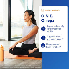 Pure Encapsulations O.N.E. Omega softgels closeup shows easy-to-swallow capsules.
