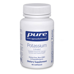 Pure Encapsulations Potassium Citrate bottle front supports electrolyte balance