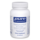 Pure Encapsulations PureGenomics B-Complex bottle showing activated vitamins for energy support.