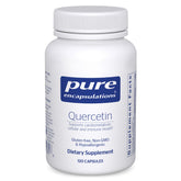 Pure Encapsulations Quercetin 500mg bottle close-up for daily immune and heart support.