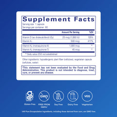 Pure Encapsulations Synergy K capsules closeup highlights a compact, easy-to-swallow blend.