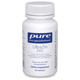 Pure Encapsulations UltraZin Zinc bottle shows microencapsulation for improved absorption.
